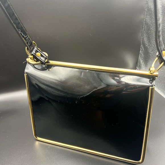 crouch & fitzgerland New York Vegan vintage shouder purse Gold Metal Encased - Picture 3 of 16